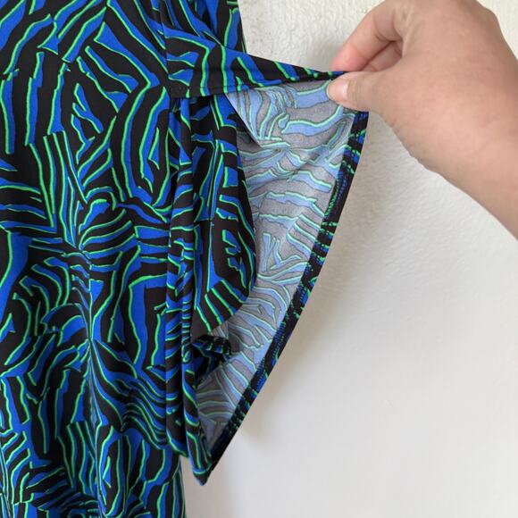 Michael Kors Liquid Knit blue black short sleeve blouse size 3X - Picture 6 of 10